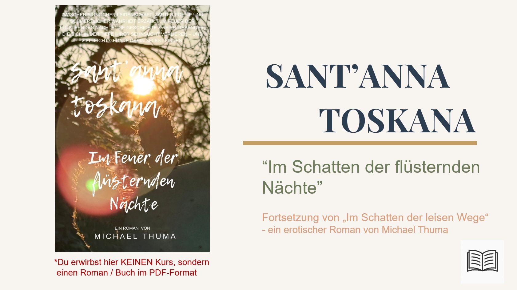 Buch – Roman / SANT’ANNA TOSKANA – „Im Feuer der flüsternden Nächte“